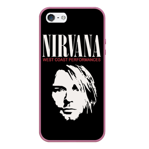 Чехол для iPhone 5/5S матовый Nirvana - Kurt Cobain, цвет розовый
