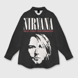 Женская рубашка oversize 3D Nirvana - Kurt Cobain