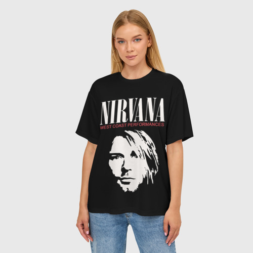 Женская футболка oversize 3D Nirvana - Kurt Cobain, цвет 3D печать - фото 3