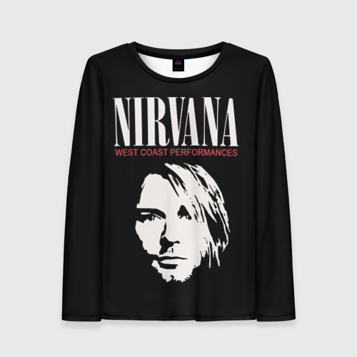 Женский лонгслив 3D с принтом Nirvana - Kurt Cobain, вид спереди #2