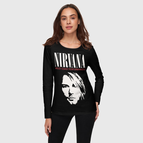 Женский лонгслив 3D с принтом Nirvana - Kurt Cobain, фото на моделе #1