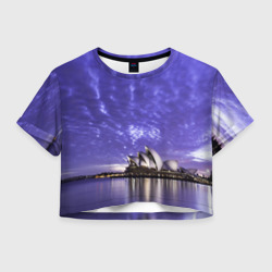 Женская футболка Crop-top 3D Сидней в фиолетовом в закате