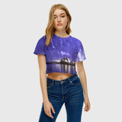 Женская футболка Crop-top 3D Сидней в фиолетовом в закате - фото 2