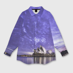 Женская рубашка oversize 3D Сидней в фиолетовом в закате