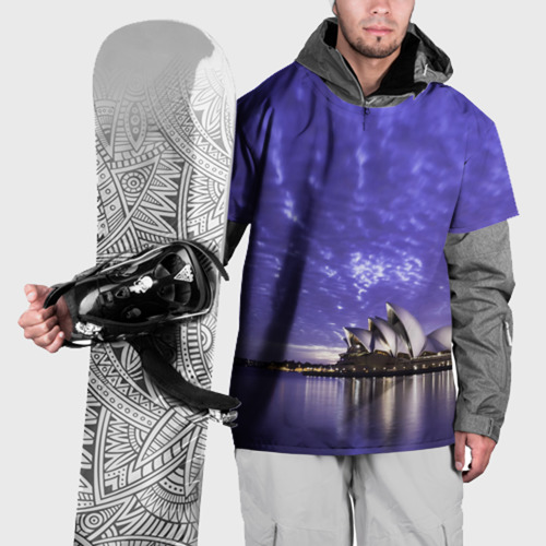 Накидка на куртку 3D Сидней в фиолетовом в закате, цвет 3D печать