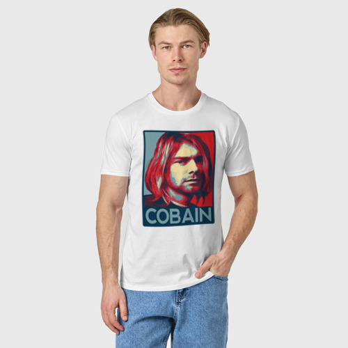 Мужская футболка хлопок Nirvana - Kurt Cobain, цвет белый - фото 3