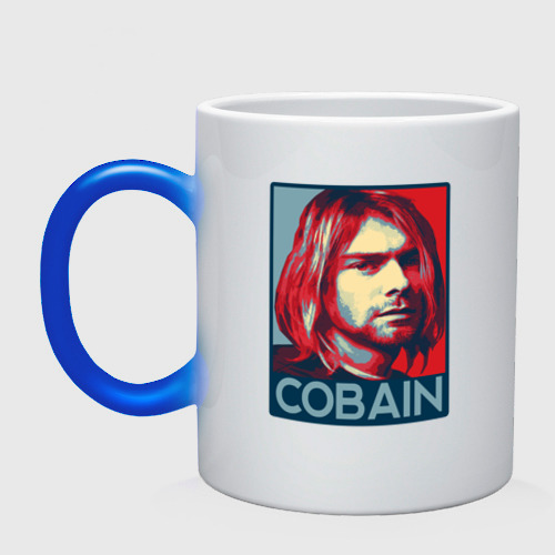 Кружка хамелеон с принтом Nirvana - Kurt Cobain, вид спереди #2