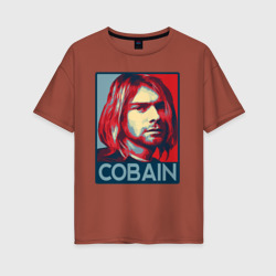 Женская футболка хлопок Oversize Nirvana - Kurt Cobain