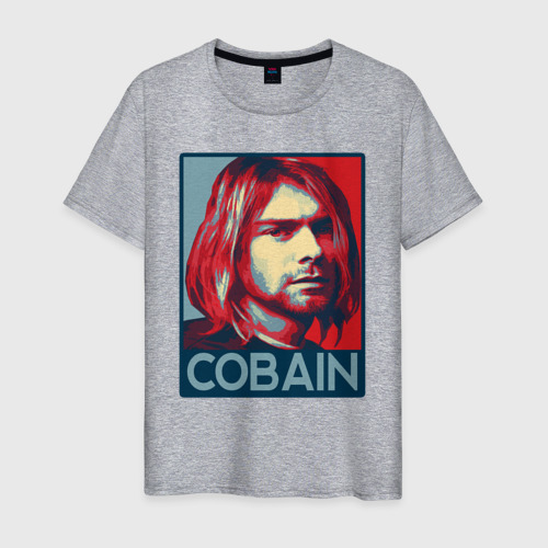 Мужская футболка хлопок Nirvana - Kurt Cobain, цвет меланж