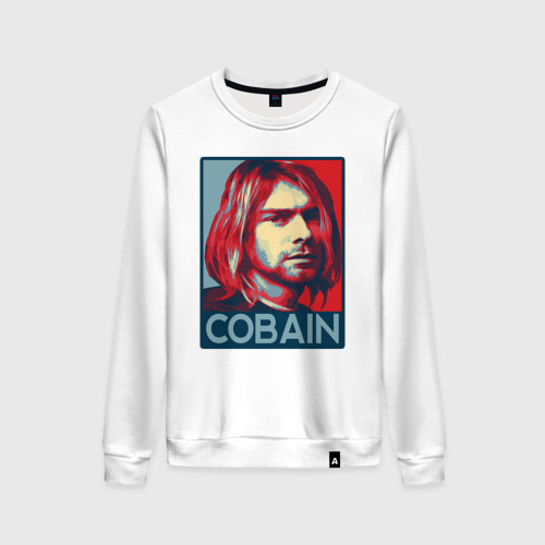 Женский свитшот хлопок Nirvana - Kurt Cobain, цвет белый