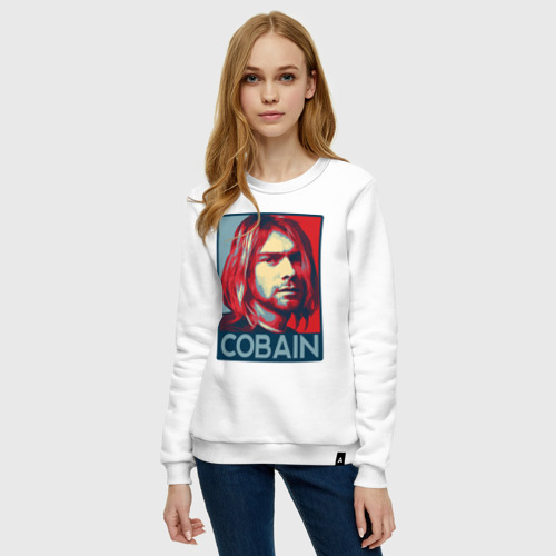 Женский свитшот хлопок Nirvana - Kurt Cobain, цвет белый - фото 3