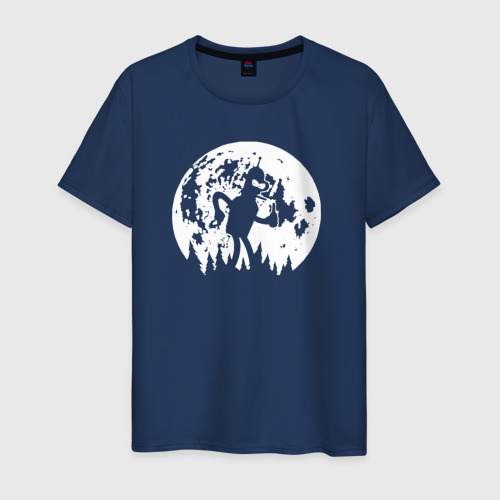 Светящаяся мужская футболка с принтом Бендер и луна, вид спереди №1
