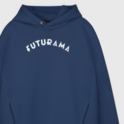 Светящееся худи с принтом Futurama: лого для любого человека, вид спереди №6. Цвет основы: темно-синий