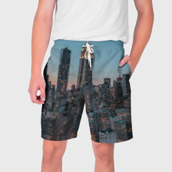 Мужские шорты 3D Утренний город с небоскребами