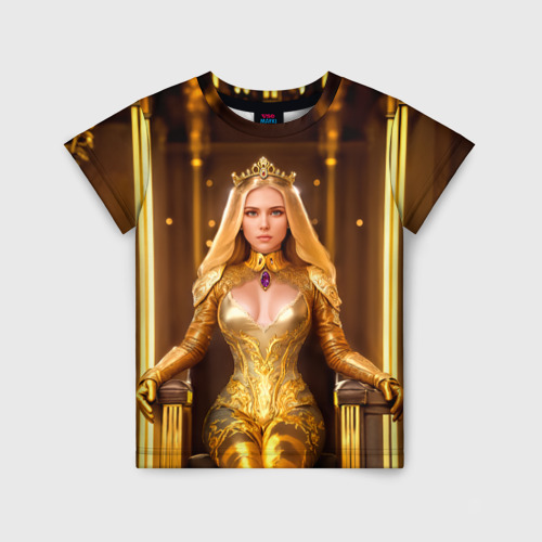 Детская футболка 3D Девушка королева на троне, цвет 3D печать
