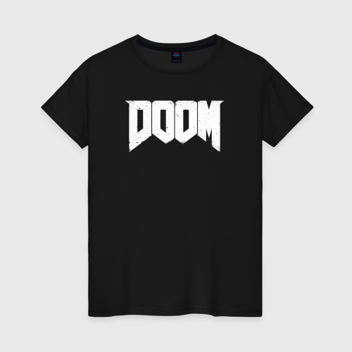 Женская футболка хлопок с принтом Doom nightmare mode, вид спереди #2