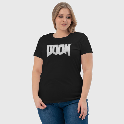Женская футболка хлопок с принтом Doom nightmare mode, фото #4