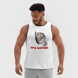 Мужская спортивная майка 3D Это котик - фото 2