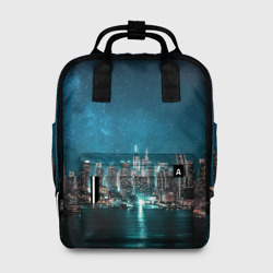 Женский рюкзак 3D Большой город в звездах