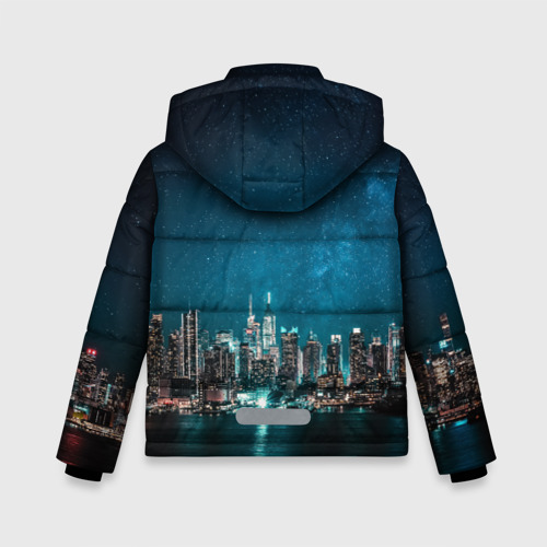 Зимняя куртка для мальчиков 3D с принтом Большой город в звездах, вид сзади #1
