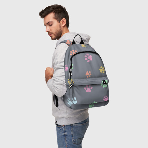 Рюкзак 3D с принтом Цветные лапки, фото на моделе #1