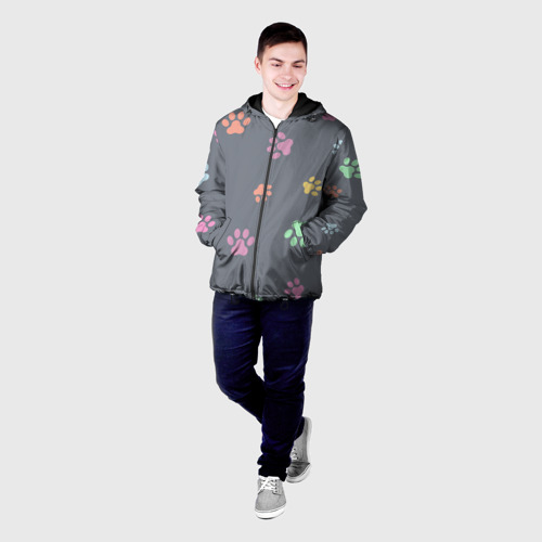 Мужская куртка 3D с принтом Цветные лапки, фото на моделе #1