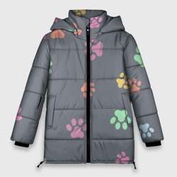 Женская зимняя куртка Oversize Цветные лапки