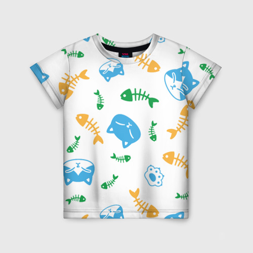 Детская футболка 3D с принтом Сытые котики, вид спереди #2