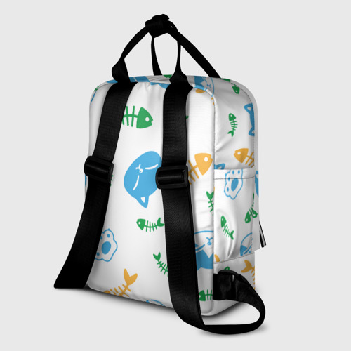 Женский рюкзак 3D с принтом Сытые котики, вид сзади #1
