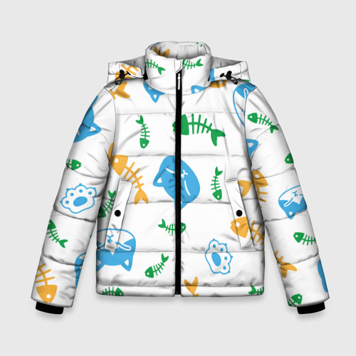 Зимняя куртка для мальчиков 3D с принтом Сытые котики, вид спереди #2
