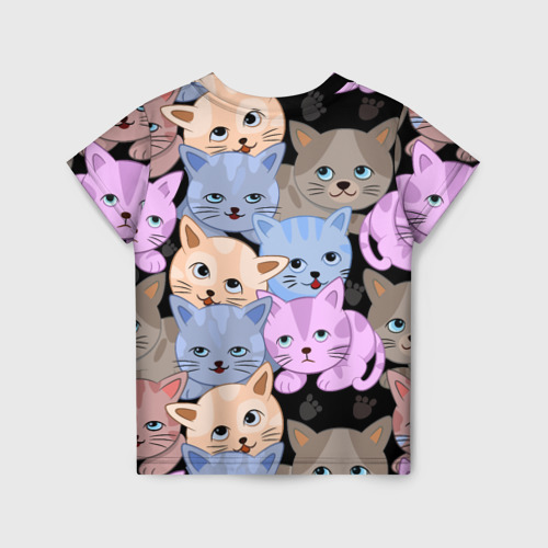 Детская футболка 3D с принтом Cats party, вид сзади #1