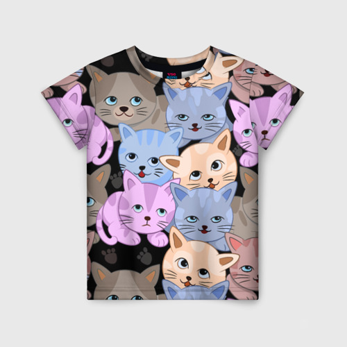 Детская футболка 3D с принтом Cats party, вид спереди #2