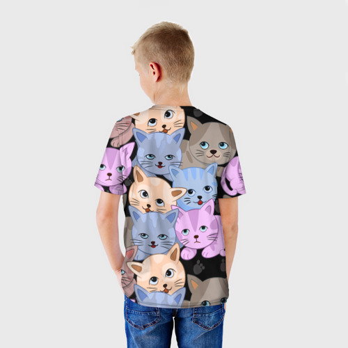 Детская футболка 3D с принтом Cats party, вид сзади #2