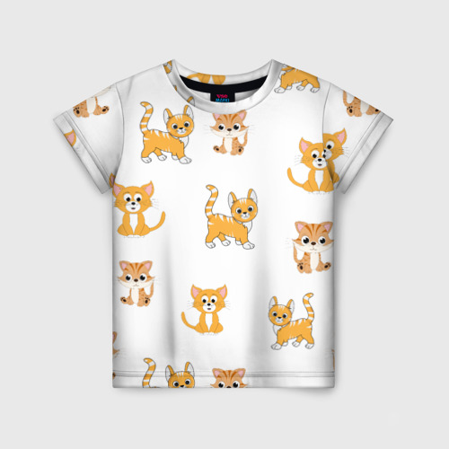 Детская футболка 3D с принтом Рыжие котики, вид спереди #2