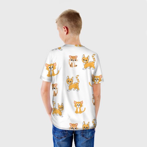 Детская футболка 3D с принтом Рыжие котики, вид сзади #2