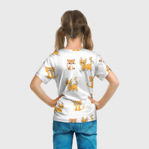 Детская футболка 3D с принтом Рыжие котики, вид сзади #2