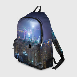 Рюкзак 3D Большой город в розово-голубых огнях