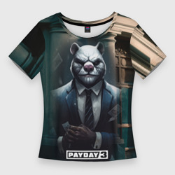 Женская футболка 3D Slim Payday 3 white bear