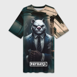 Платье-футболка 3D Payday 3 white bear