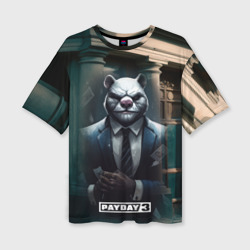 Женская футболка oversize 3D Payday 3 white bear