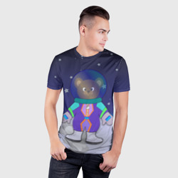 Мужская футболка 3D Slim Мишка на Луне - фото 2