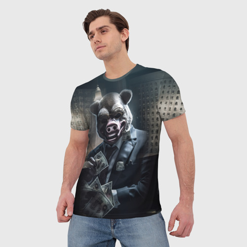 Мужская футболка 3D с принтом Payday 3 Animal mask, фото на моделе #1