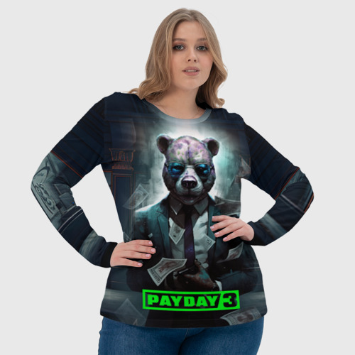 Женский лонгслив 3D с принтом Payday  3 bear, фото #4