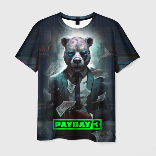 Мужская футболка с принтом Payday 3 bear, вид спереди №1