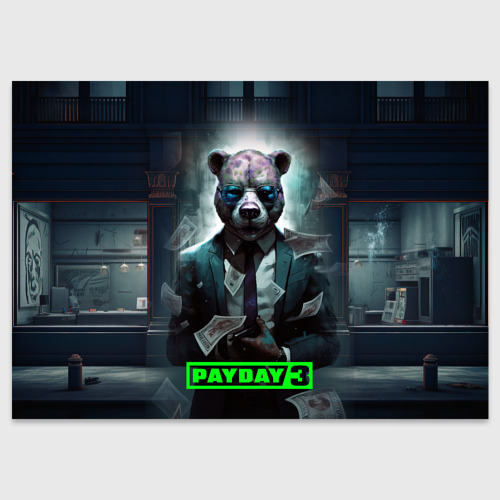 Поздравительная открытка Payday 3 bear, цвет белый