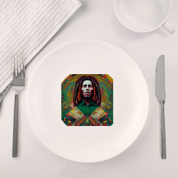 Набор: тарелка + кружка Фрактальный граффити арт Боб Марли - фото 2