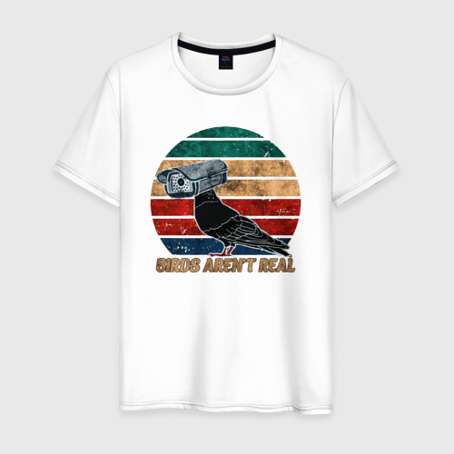 Мужская футболка из хлопка с принтом Birds Arent Real, вид спереди №1