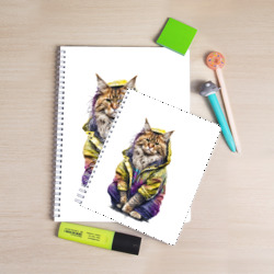 Тетрадь с принтом Пушистый кот мейн-кун для любого человека, вид спереди №2. Цвет основы: линия