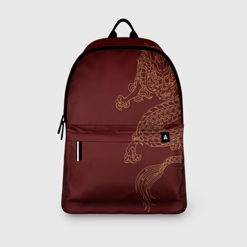 Рюкзак 3D с принтом Золотой дракон, вид сбоку #3
