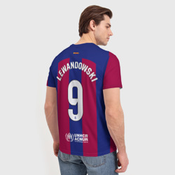 Мужская футболка 3D Роберт Левандовский Барселона форма 23-24 домашняя - фото 2